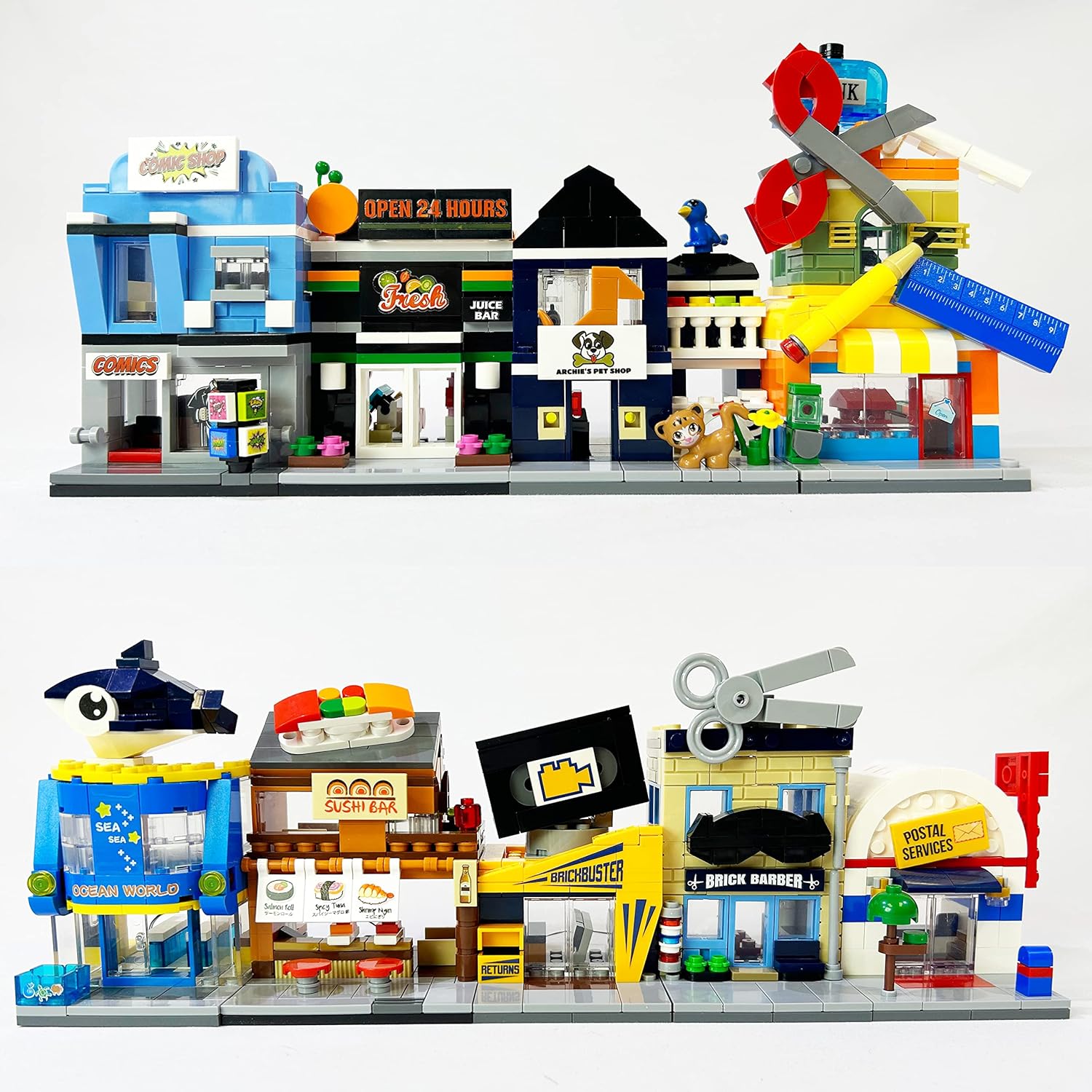Brick Loot Mini City Video Rental Store Building Set – 123-Piece Retro Storefront Model Kit for Kids Ages 6+ – Compatible with Lego and Major Brick Brands
