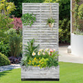 FENCY Metal Raised Garden Bed with Wheels and Trellis,73"x35"x16" Planter Box for Climbing Plants, Vegetables & Vines, Features Privacy Screen and Drainage Holes (White Wood Color)