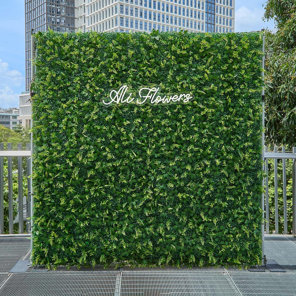 Artificial Flower Wall 8x8ft Green Grass Backdrop for Wedding, Baby Shower, Party, Birthday & Home Decor, Easy & Quick Assembly (Greenery)