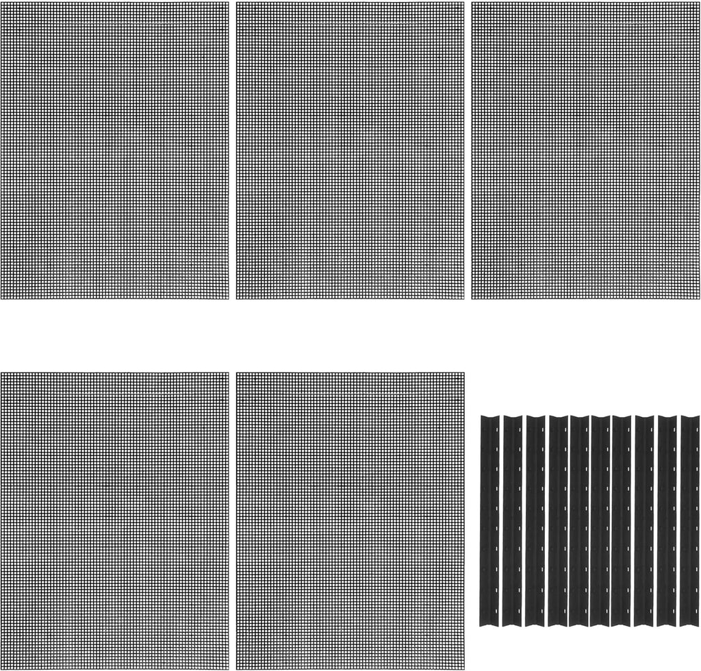 Allazone Plastic Mesh Sheets for Embroidery, 5 PCS 13 x 19.7In Black Mesh Fish Tank Divider and 10 PCS Binding Bars Sliding Bars for Fish Tank, Embroidery Crafting Knit Crochet Projects