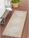 Liora Manne Carmel Indoor/Outdoor Power Loomed Synthetic Blend Low Profile Area Rug - Transitional Coastal Turtle Decorative (Seaturtles Sand) (1'11" x 4'11")