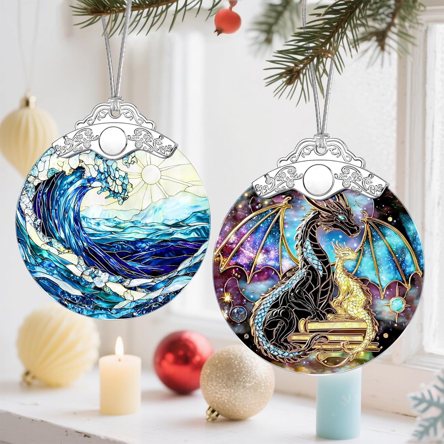 Dragon Christmas Ornaments, Christmas Tree Decorations, Keepsake Ornaments, Holiday Decor, Holiday & Xmas Gifts, Gifts for Dragon Lovers, Fantasy Lovers & Bookworms