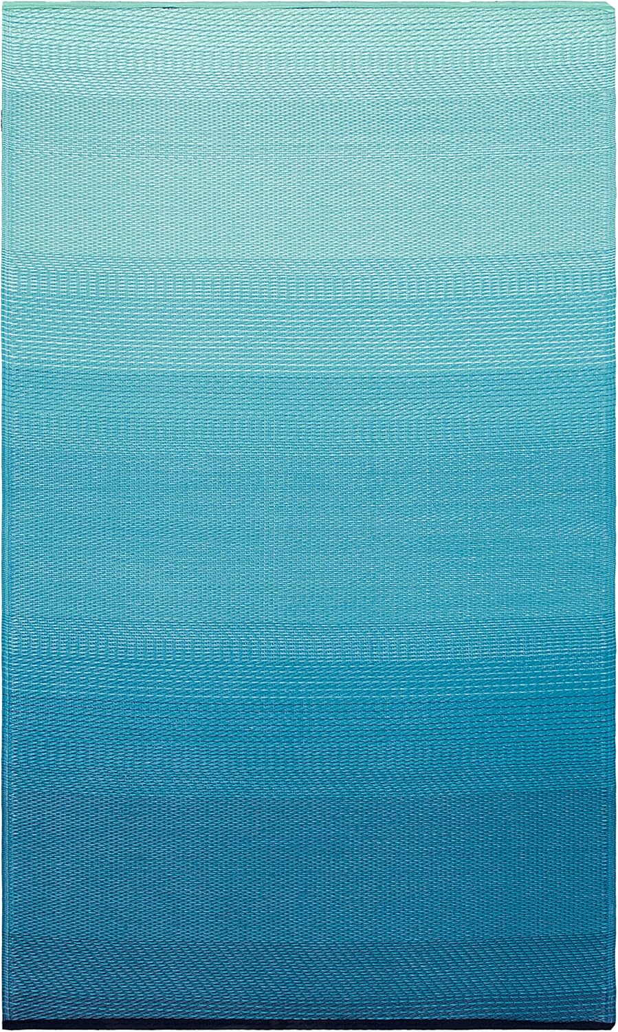 Fab Habitat Outdoor Rug - Waterproof, Fade Resistant, Crease-Free - Premium Recycled Plastic - Ombre - Large Patio, Deck, Sunroom, Camping, RV - Big Sur - Teal - 6 x 9 ft