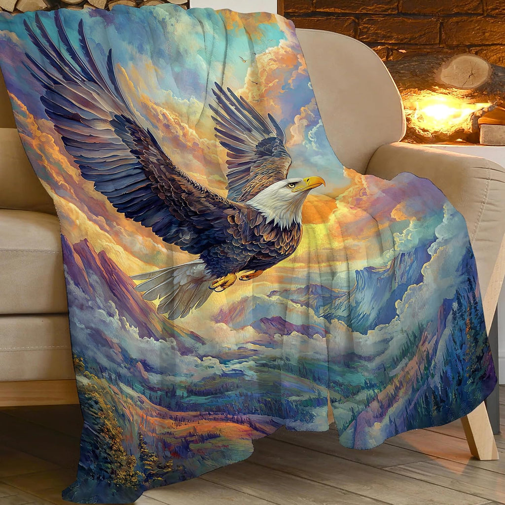 Eagle Throw Blanket Bald Eagle Stuff Gifts for Kids Girls Boys Adults Women Man Soft Cozy Warm Plush Fluffy Fuzzy Fleece Blanket Decor 50''X60''