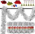 4 Pack Silver Tinsel Garland - 200Ft Metallic Hanging Tinsel for Christmas Tree, Home & Party Decorations Indoor/Outdoor