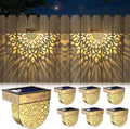 Solar Fence Lights 6 Pack Solar Step Lights Outdoor Waterproof LED Solar Powered Wall Lights Outdoor Decorations Warm Yellow Light Decorative Lighting for, Front Door, Backyard (Gold)