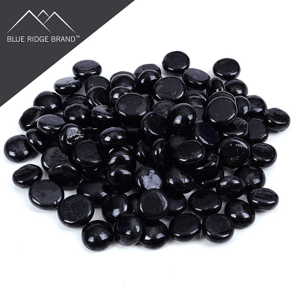 Reflective Fire Pit Glass Beads - Professional Grade Fire Glass for Fire Pit - 3/4" Firepit Glass Rock - Glass Stones - Gas & Propane Fireplace Glass (20 Pound, Black)