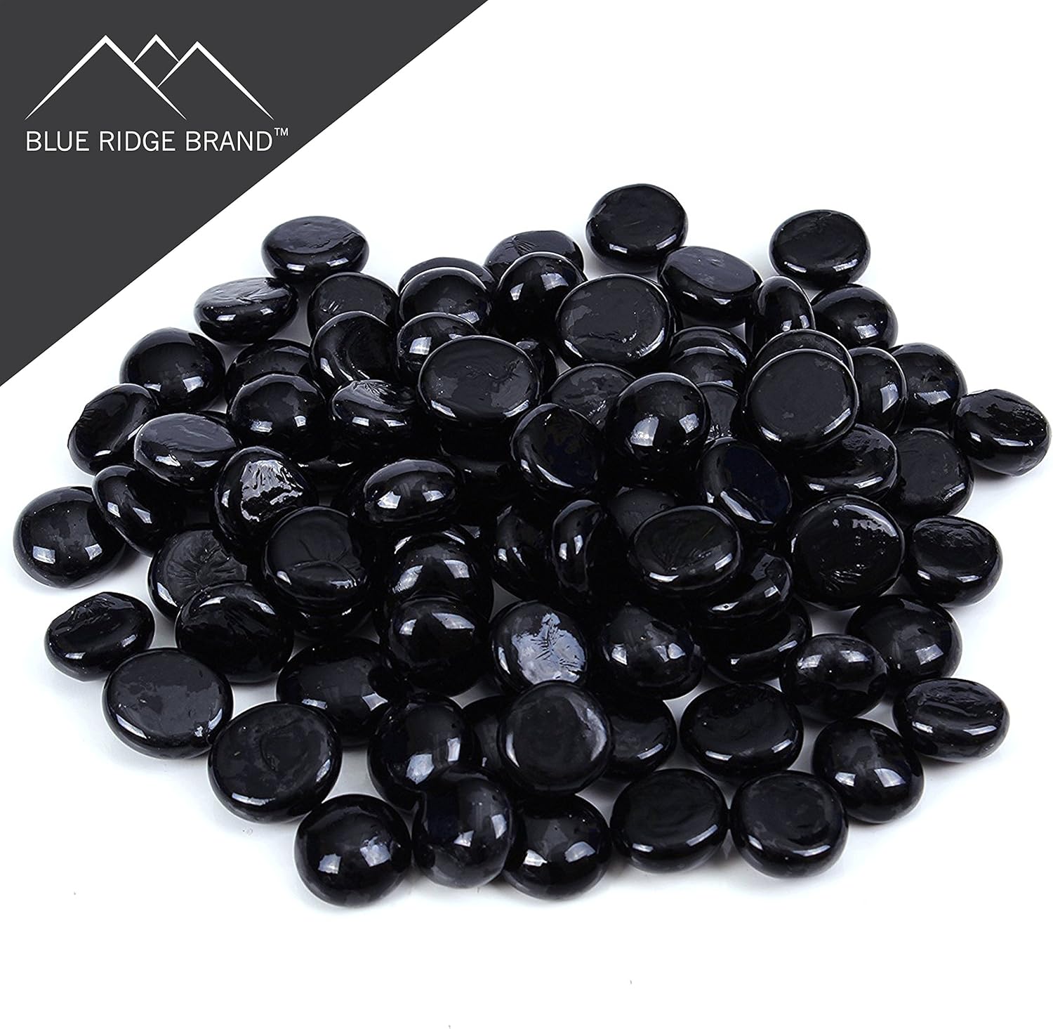 Reflective Fire Pit Glass Beads - Professional Grade Fire Glass for Fire Pit - 3/4" Firepit Glass Rock - Glass Stones - Gas & Propane Fireplace Glass (10 Pound, Black)
