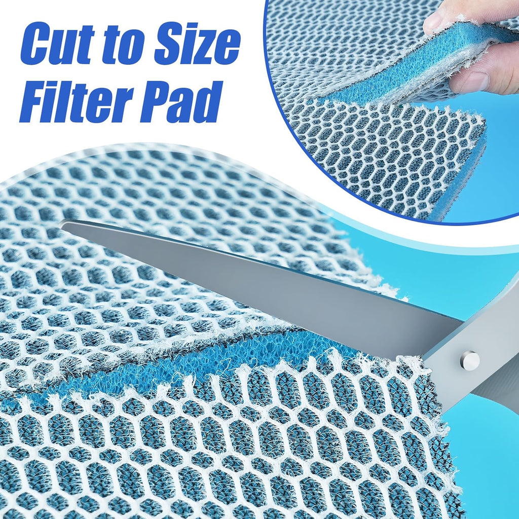 AQUANEAT Aquarium Filter Sponge 8-Layer Filter Media Pad, Cut-to-Size Foam Floss for Fish Tank Sump Pond (16" x 12" x 0.6")
