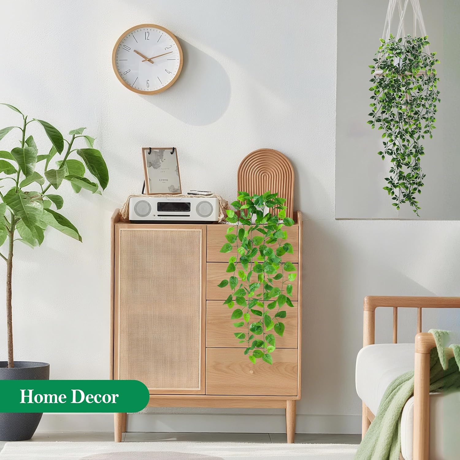 Der Rose 4 Pack Fake Plants Hanging Faux Potted Ivy Vine Artificial Mandala Plants for Room Bathroom Wall Shelf Decor Indoor