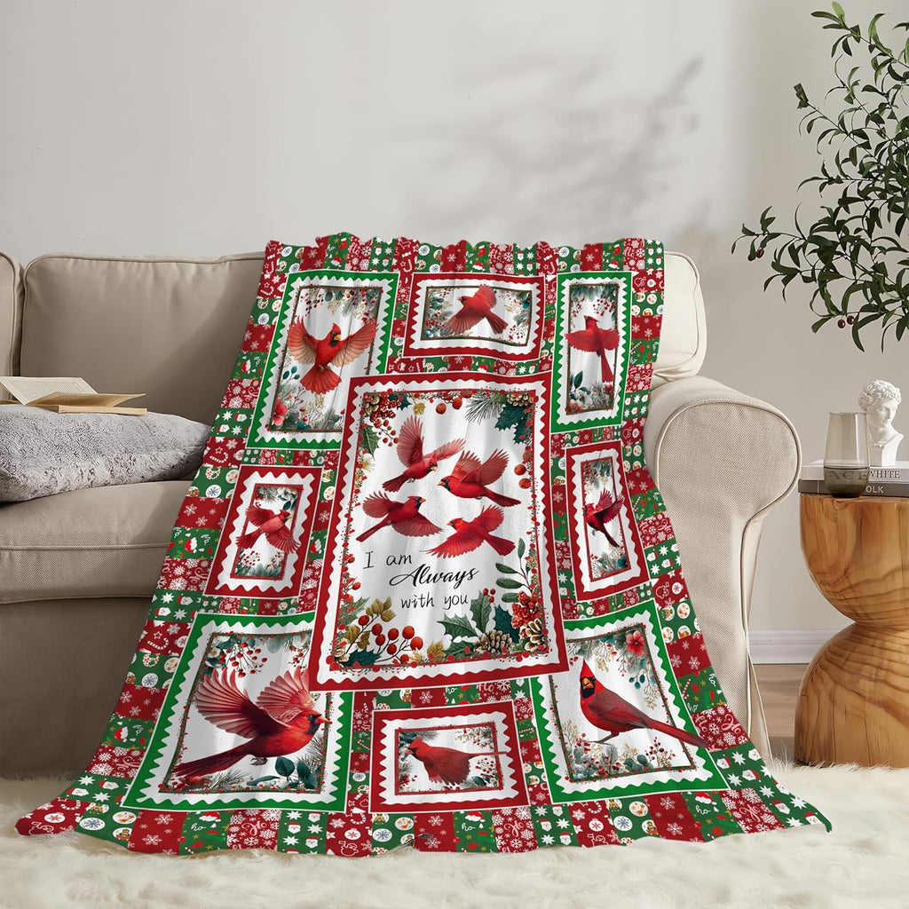 Cardinal Throw Blanket Red Bird Cardinal Stuff Gifts for Kids Girls Boys Adults Women Men Soft Cozy Warm Plush Fluffy Fuzzy Fleece Blanket Christmas Decor 60''X80''