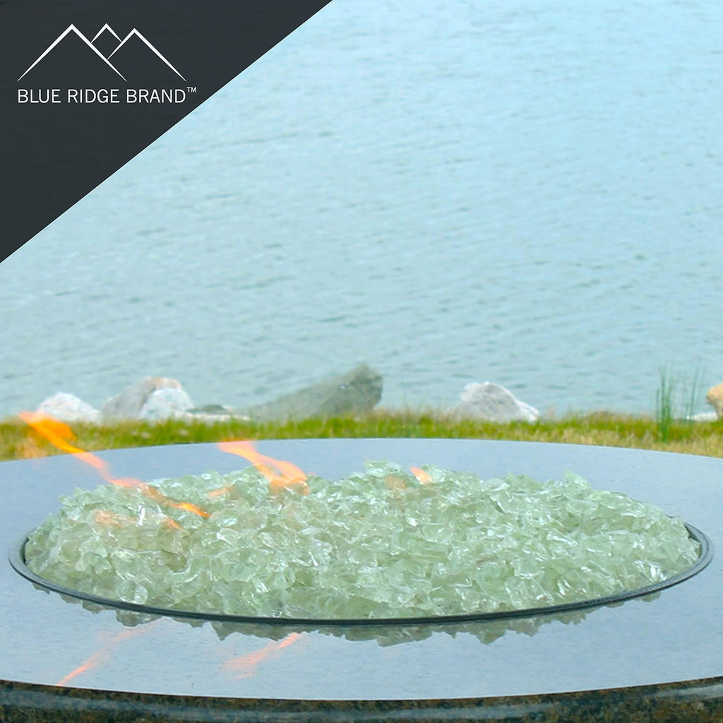 Fire Pit Glass - Fire Glass for Fire Pit - Firepit Glass Rock - Glass Stones - Fire Pit Glass Rocks - Gas & Propane Fire Pit & Fireplace Glass (20 Pound, Crystal)