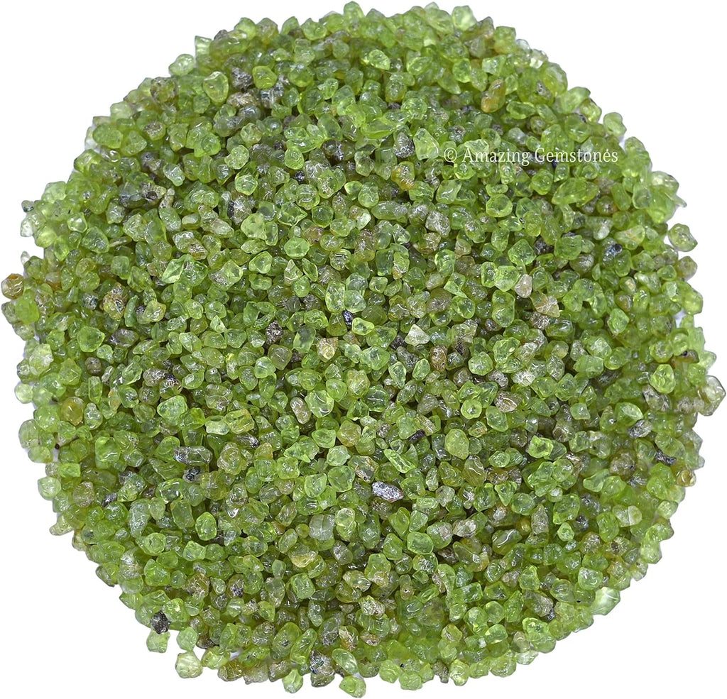 Amazing Gemstone Peridot Crystal Chips Aquarium Gravel Rocks - 1000+ Carat Peridot Chips Bulk Fish Tank Gravel, Small Tumbled Stone Chips and Tiny Crystals for Decoration (Natural AAA Grade Gemstones)