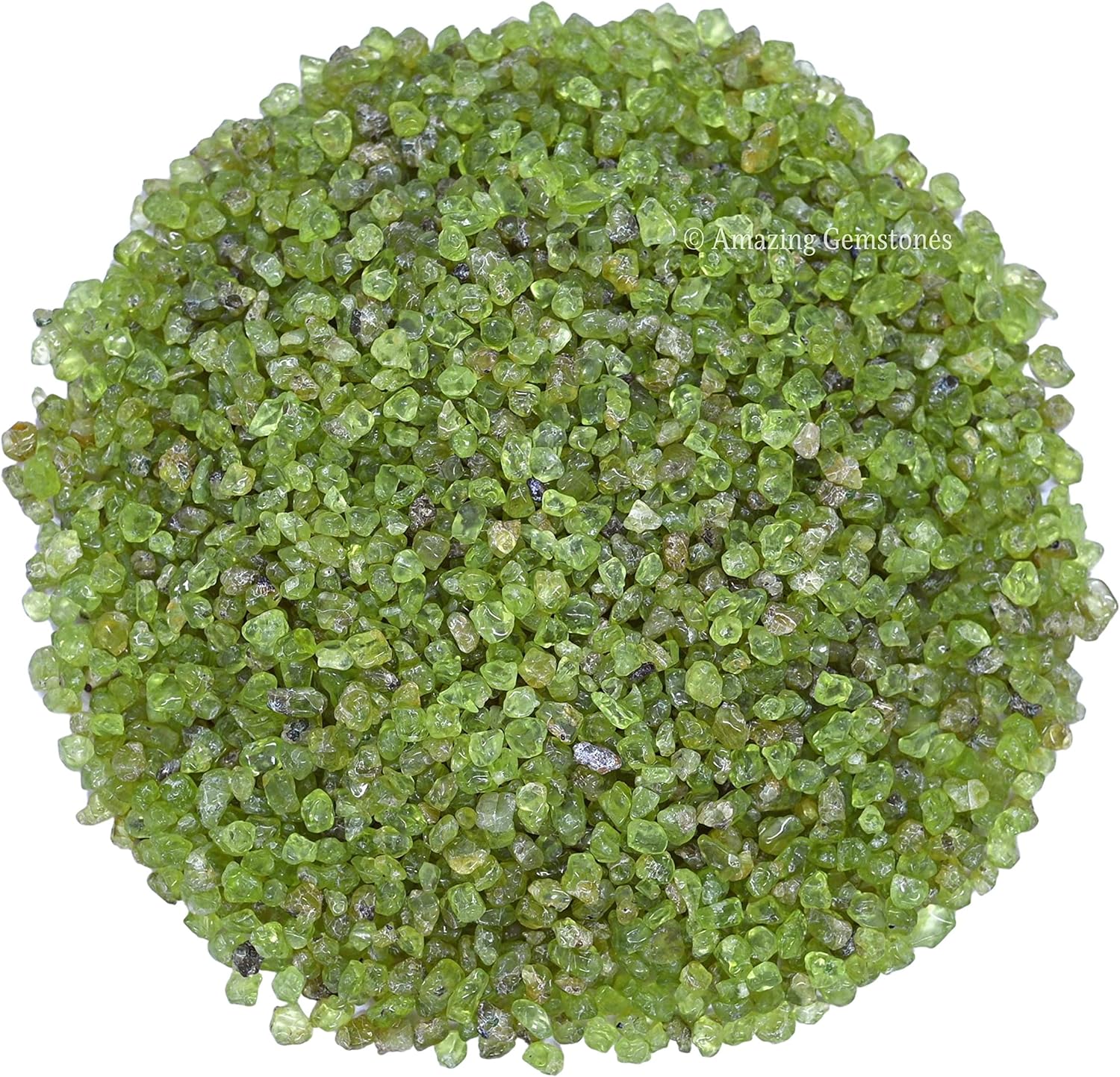 Amazing Gemstone Peridot Crystal Chips Aquarium Gravel Rocks - 1000+ Carat Peridot Chips Bulk Fish Tank Gravel, Small Tumbled Stone Chips and Tiny Crystals for Decoration (Natural AAA Grade Gemstones)