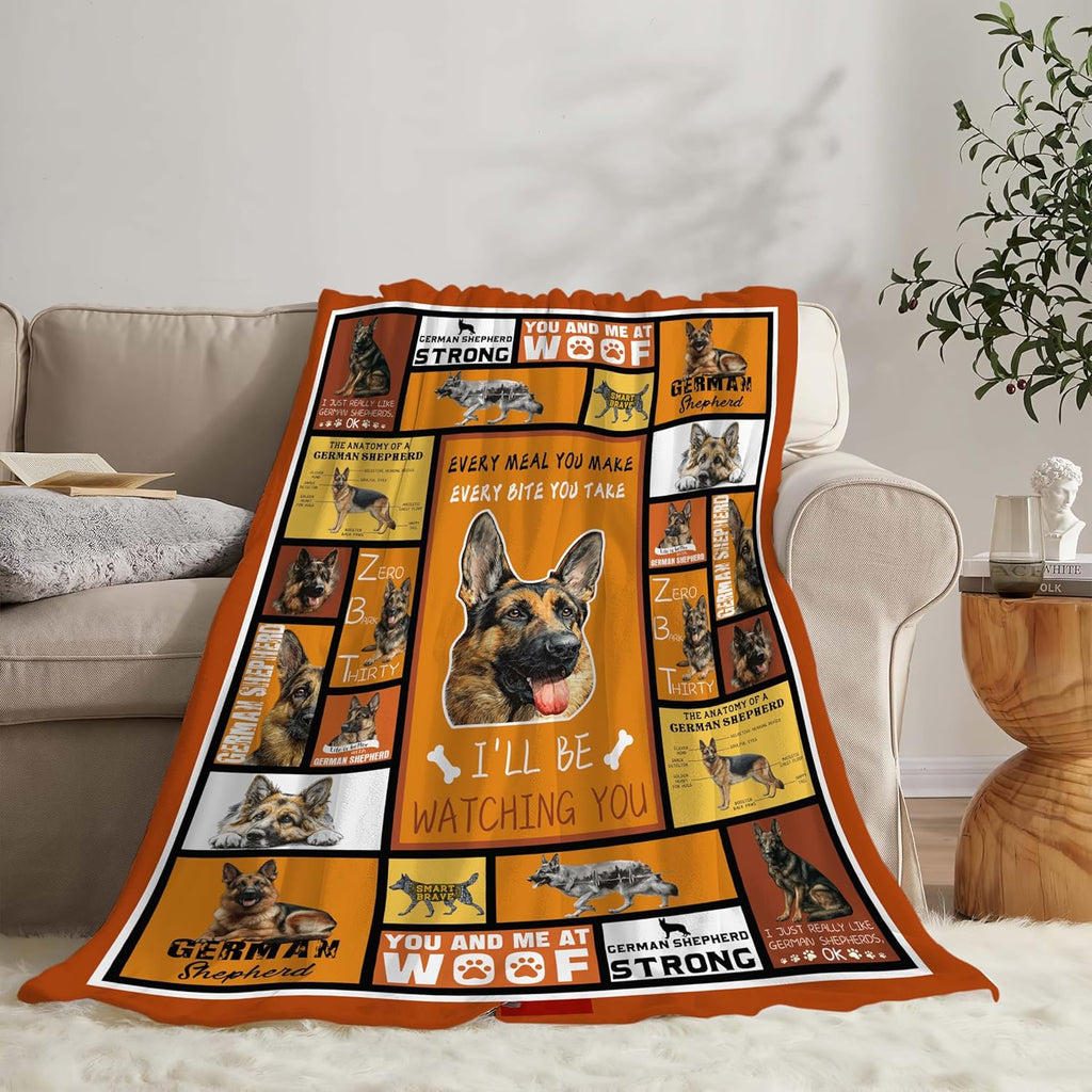 German Shepherd Throw Blanket German Shepherd Puppy Stuff Gifts for Dog Lover Kids Girls Boys Adults Women Men Soft Cozy Warm Plush Fluffy Fuzzy Fleece Blanket Decor 60''X80''