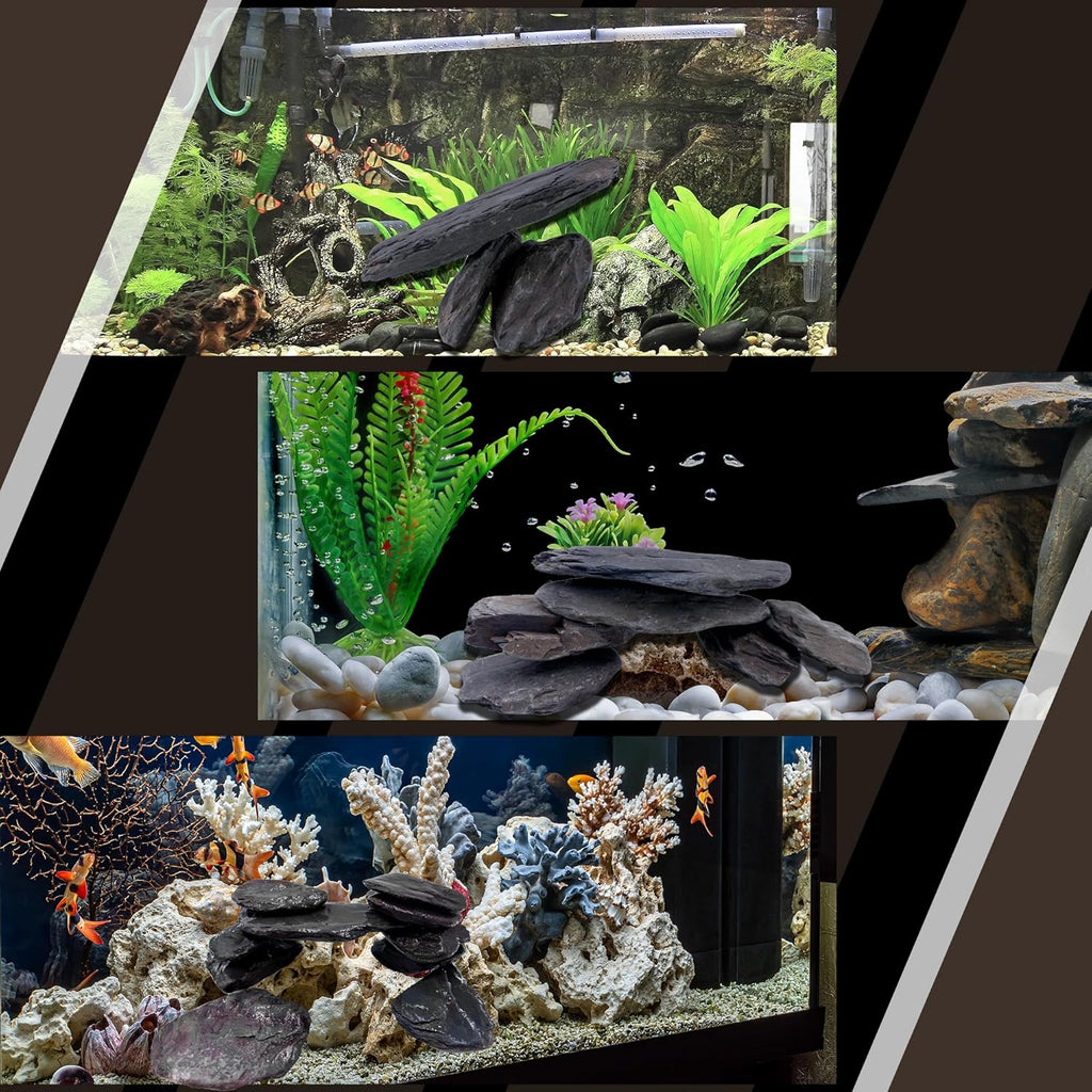 7/12 Pounds Natural Stream Slab Stones,Dragon-Rock Stone,Seiryu Stones Perfect for Aquariums,Fish Tanks,Terrariums,Landscaping Model,Reptile Rest Rock (Stream Slab Stones, 12 LB)