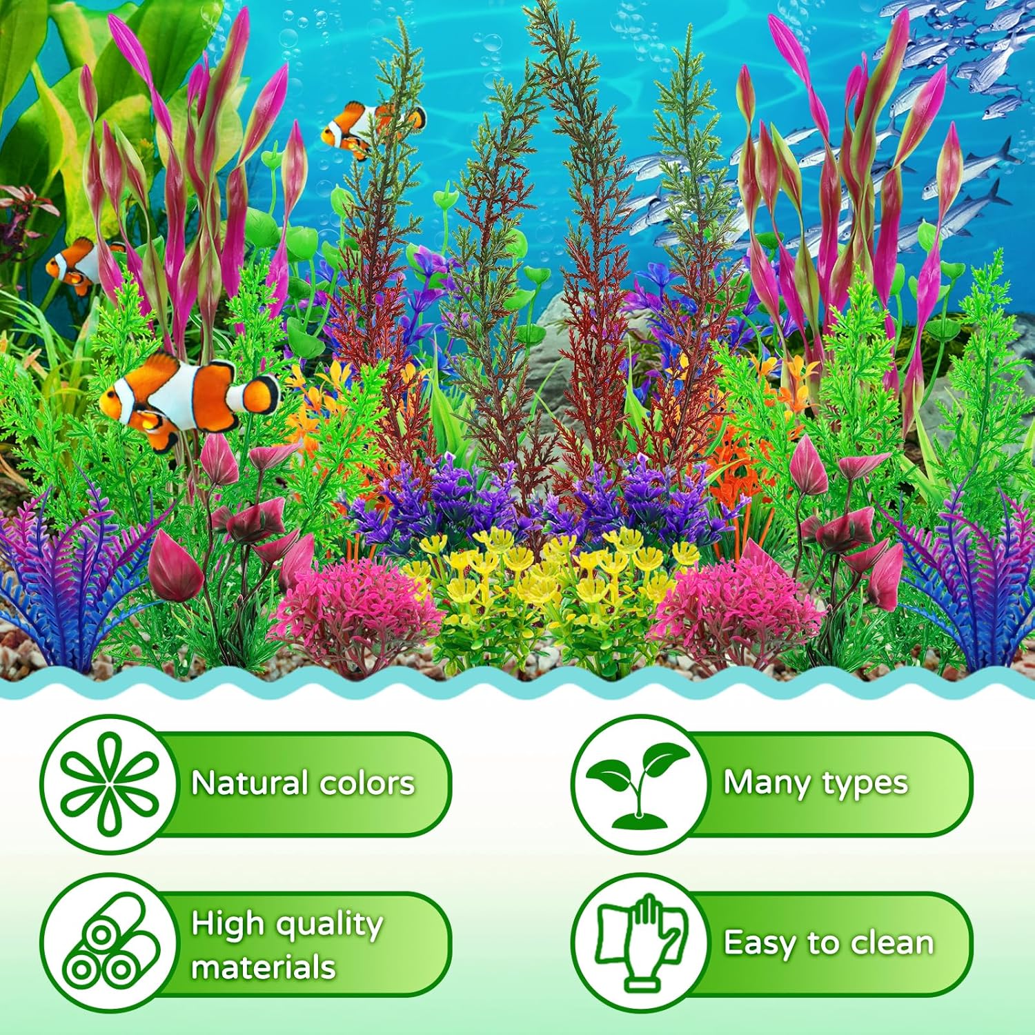 25pcs Colorful Aquarium Artificial Plastic Plants Decoration, Grass Aquarium Decor Set, Fish Tank Decorations Hides Accessories