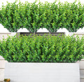 AmyHomie 20 Bundles Green Artificial Plants for Outdoor Spring Summer Decor UV Resistant Faux Wheat Grass Greenery Shrubs Eucalyptus Fake Plastic Plants Garden Porch Window Box Decorating
