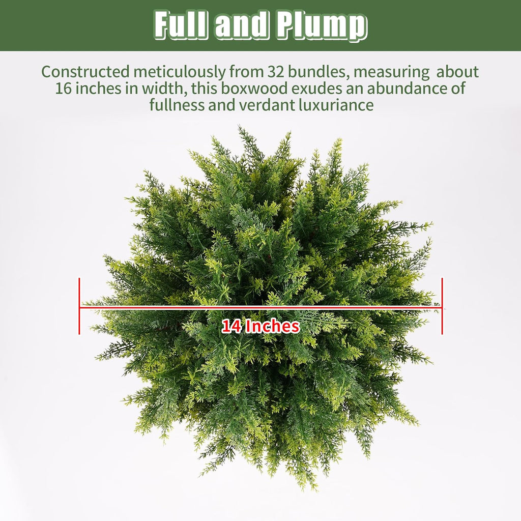 24inch Artificial Cedar Christmas Tree, Norfolk Pine Tree. 4 Sets Faux Cypress Topiary with Spikes Outdoor Christmas Tree Front Porch Decor, Fake Shrubs Planters, Christmas Pot Fillers Urn Filler