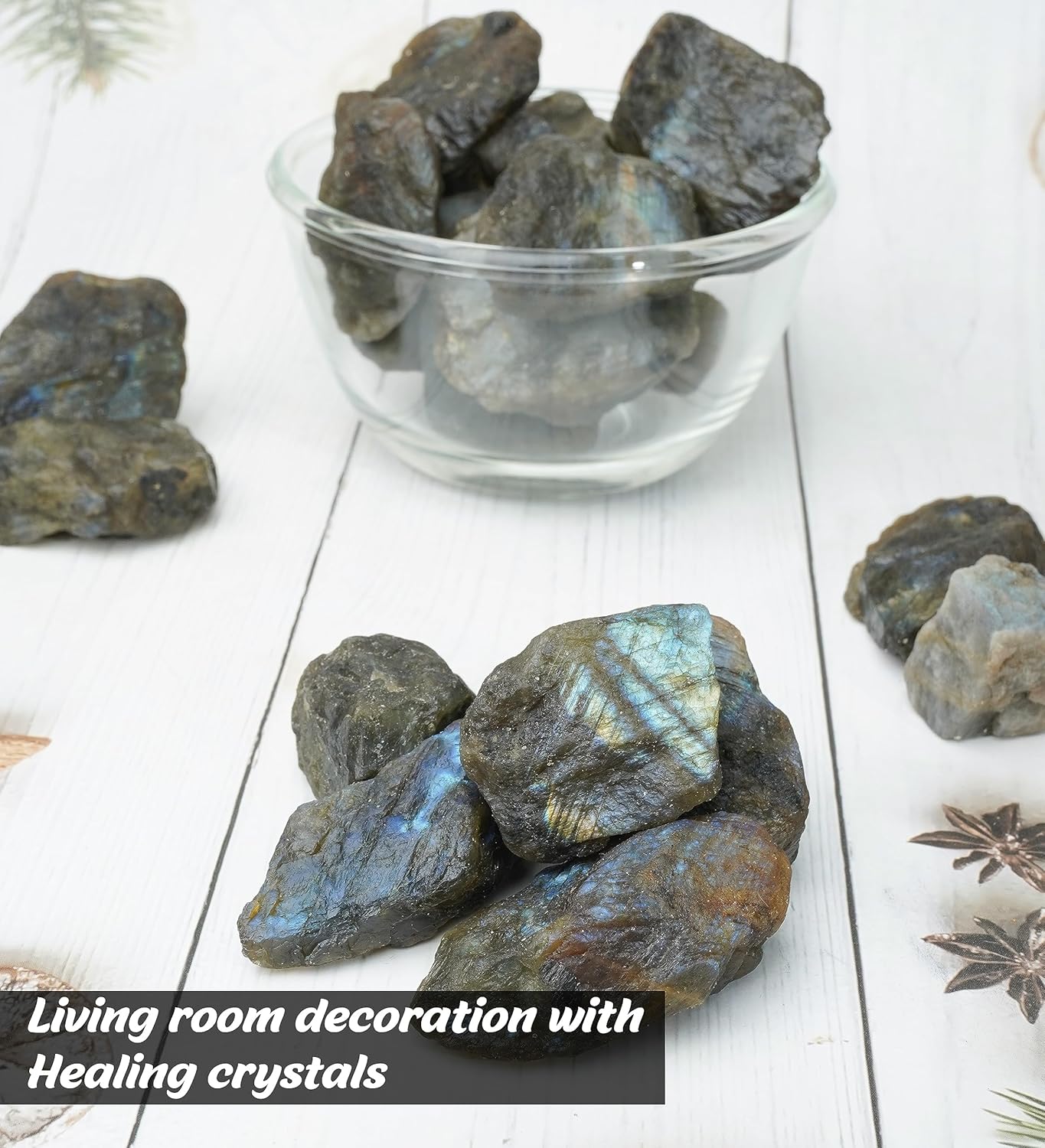 Crocon 2LB Labradorite Rough Bulk Natural Stone Raw Gemstone Tumbling Cabbing Polishing Mining Chakra Balancing Reiki Healing Good Luck Home Office Decor
