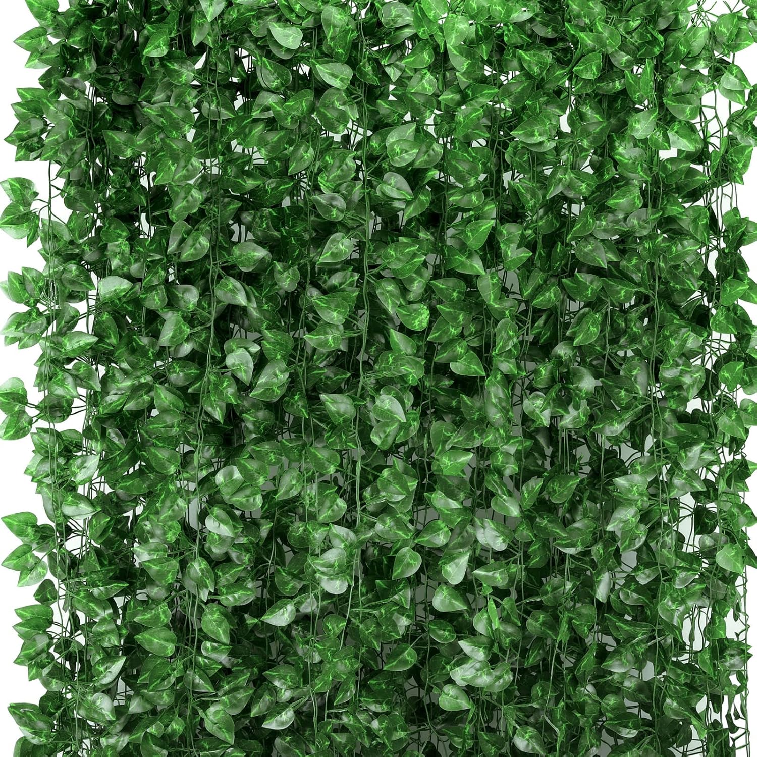 Tbestmax 315 Feet 48 Pack Artificial Ivy Leaf Plants, Green Vine Leaves, Greenery Hanging Garland, Fake Foliage Flowers for Home Kitchen Garden Office Wedding Wall Decor