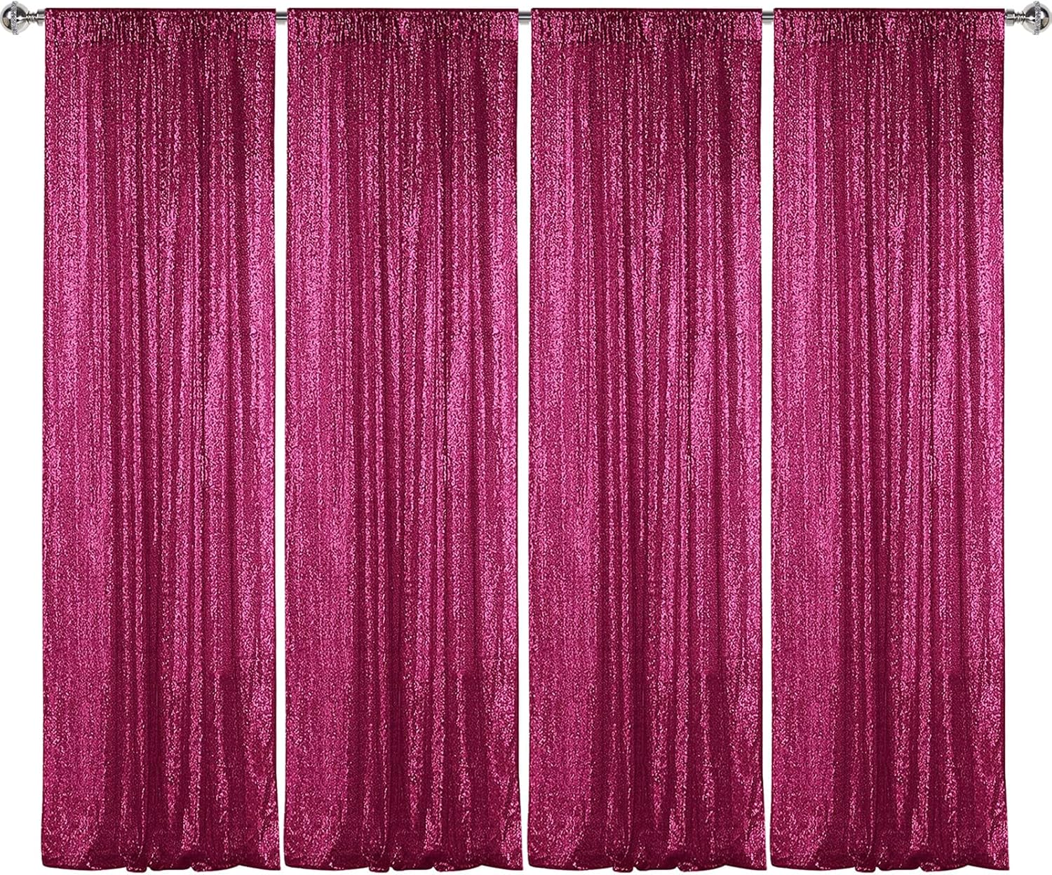 Sugargirl Fuchsia Sequin Backdrop Curtain 4 Panels 2FTx8FT Glitter Fuchsia Background Drapes Sparkle Photography Backdrop for Party Wedding Birthday Wall Decoration