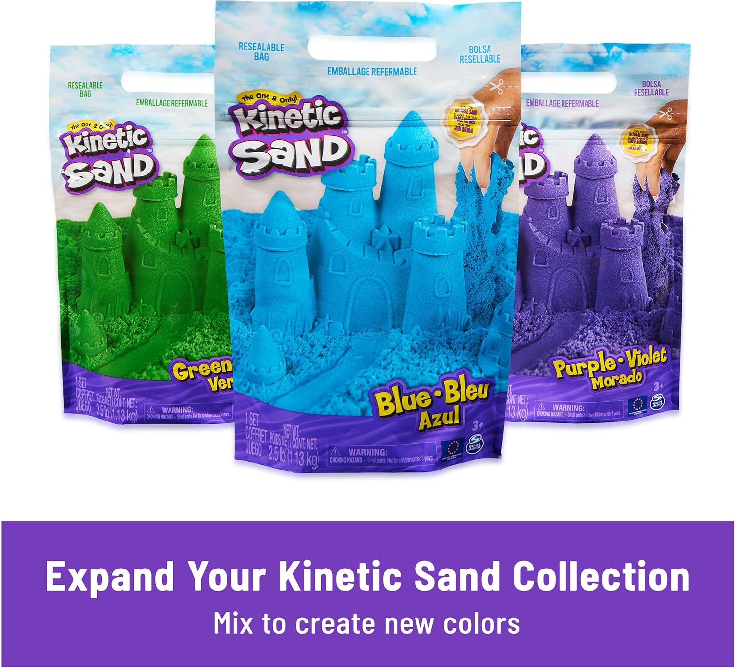 Kinetic Sand Mold n’ Flow with 1.5lbs Red & Teal Play Sand, 3 Tools, Sensory Toys, Holiday Gifts & Stocking Stuffers for Kids Ages 3 and up