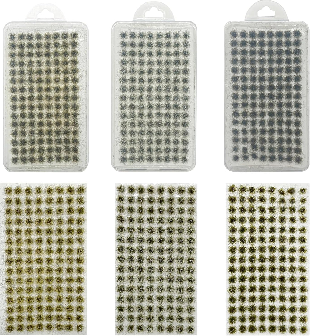 Woohome 312 PCS Static Grass Tufts - Yellow Model Grass, Terrain Model Kit, Artificial Grass for Train Landscape, Railway Scenery, Miniature Shrubs & Bushes