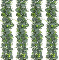 Dolicer 4 Packs 6FT Artificial Eucalyptus Garland, Faux Greenery Garland Fake Vines Hanging Silver Dollar Eucalyptus Leaves for Wedding Backdrop Arch Table Wall Party Home Decor