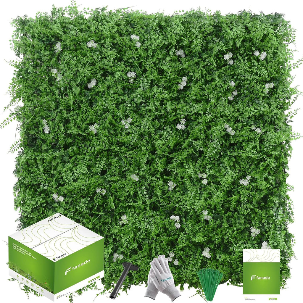 Artificial Hedge Grass Wall 20"x20"(12pcs), UV-Anti Green Wall Decor Backdrop, Fake Greenery Plant Wall Boxwood Panels for Privacy Fence Screen Outdoor Indoor Wedding Garden Backyard