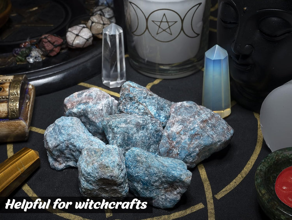 Crocon Blue apatite Rough Bulk Natural Stone Raw Gemstone Tumbling Cabbing Polishing Gem Mining Energy Generator Chakra Balancing Reiki Healing Good Luck Home Office Decor Weight :-1Lb Approx