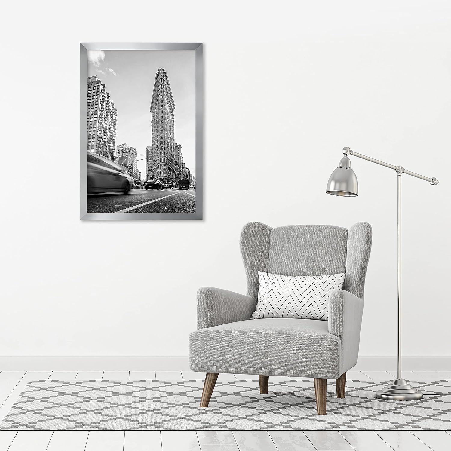Americanflat 24x36 Poster Frame with Polished Plexiglass - Silver Picture Frame - Wide Photo Frames Made of Engineered Wood for Vertical or Horizontal Wall Display - Epic Collection - Silver