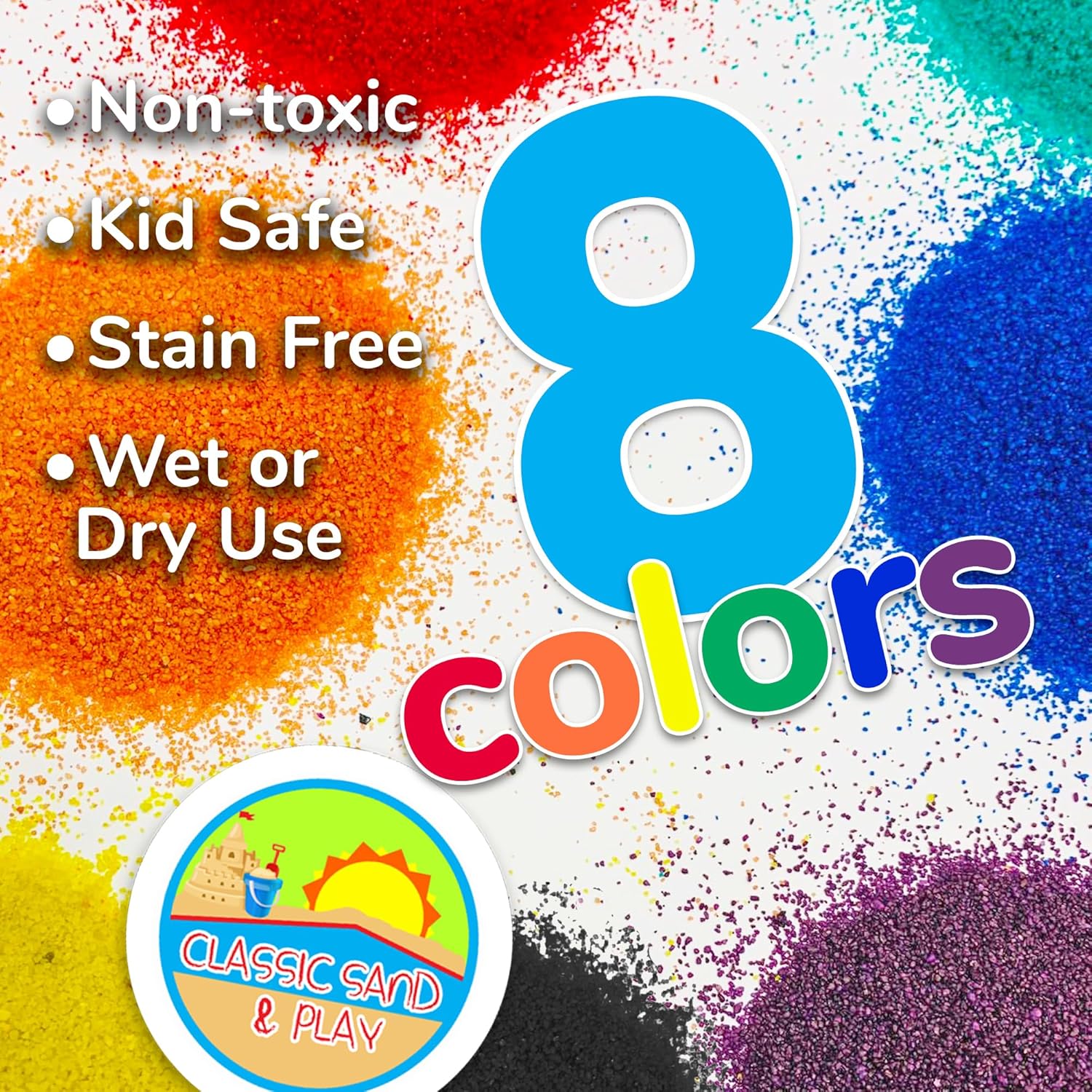 Classic Sand and Play Green Colored Play Sand, 5 lb. Bag, Natural and Non-Toxic, Fun Wet and Dry Indoor and Outdoor, Sandbox, Therapy, and Table Use, Building, Stimulate Sensory Needs