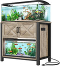 DWVO Heavy Duty Metal Aquarium Stand with Power Outlets, Cabinet for Fish Tank Accessories Storage - Suitable for 40-50 Gallon Fish Tank Stand, Turtle, Reptile Terrarium, 660LBS Capacity, Grey
