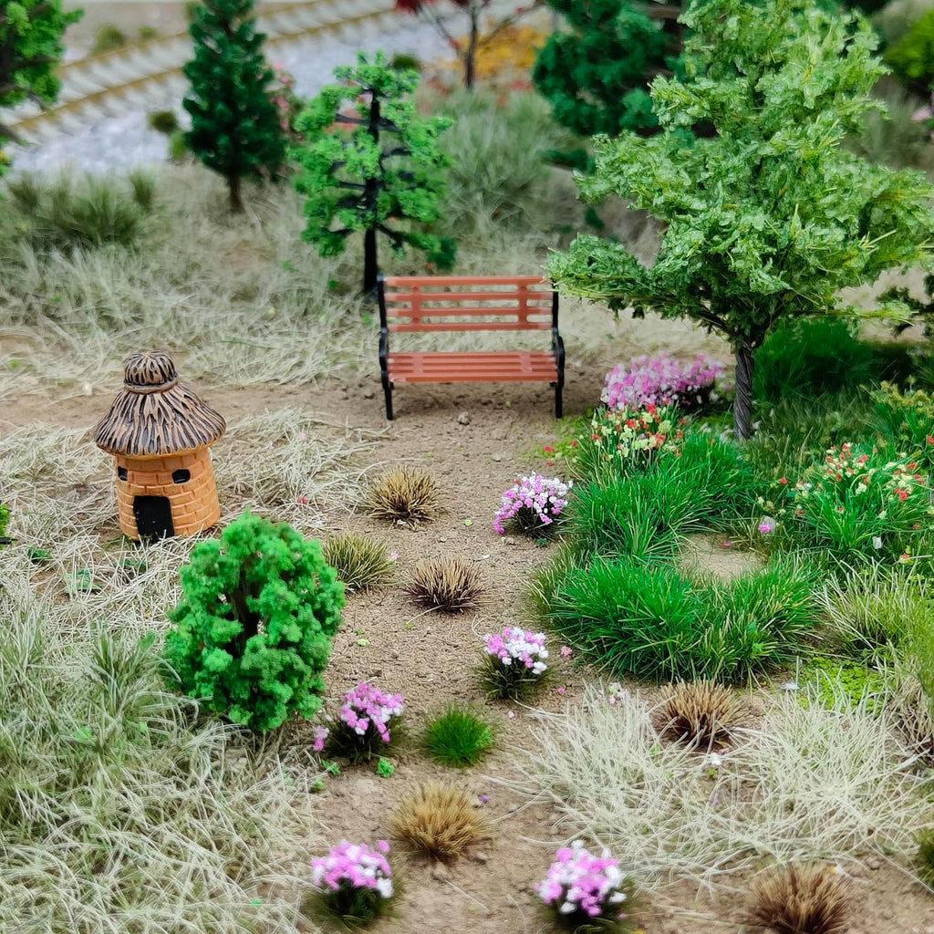 372 Pcs Static Grass Clusters, All Seasons Blend Miniature Grass Tufts for Railway Scenery, Train Layouts, Wargaming Terrain, Diorama Landscape (B)