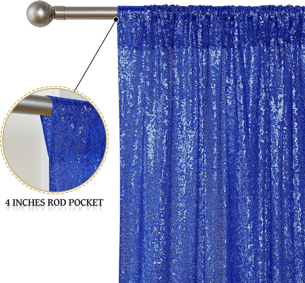 Sugargirl Navy Blue Sequin Backdrop Curtain 2 Panels 2FTx8FT Glitter Navy Blue Background Drapes Sparkle Photography Backdrop for Party Wedding Birthday Wall Decoration