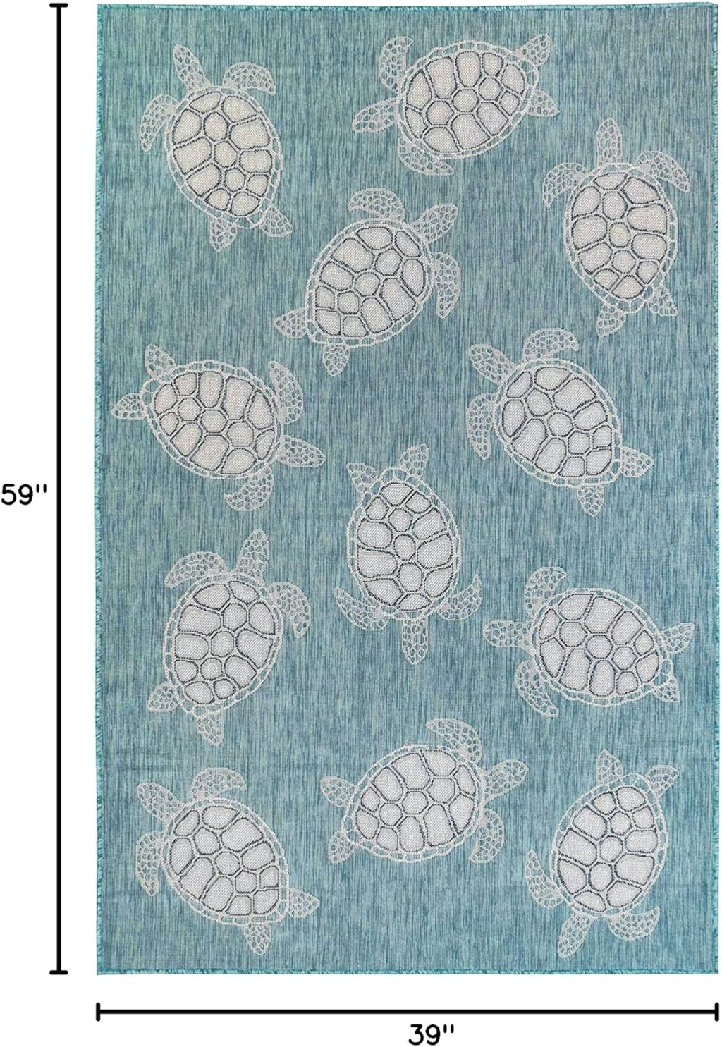 Liora Manne Sea Turtles Aqua Indoor Outdoor Area Rug, 3'3" x 4'11"