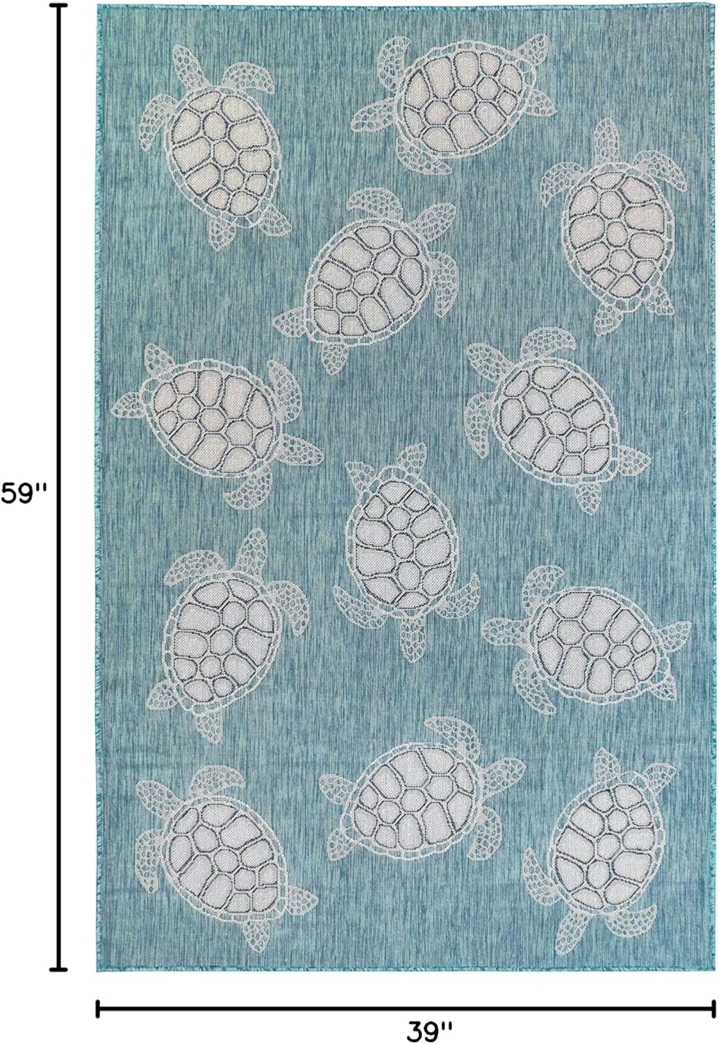 Liora Manne Sea Turtles Aqua Indoor Outdoor Area Rug, 3'3" x 4'11"
