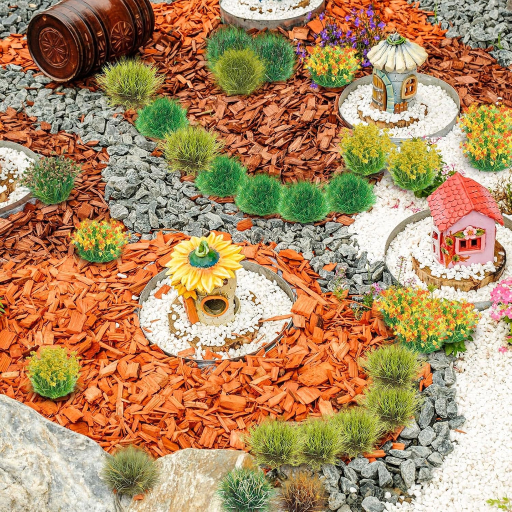 201 Pcs Miniature Terrain Static Grass Tufts Flower Cluster Vegetation Groups Self-Adhesive Artificial Model Grass for DIY Scenery, Model Trains, Miniature Bases & Dioramas