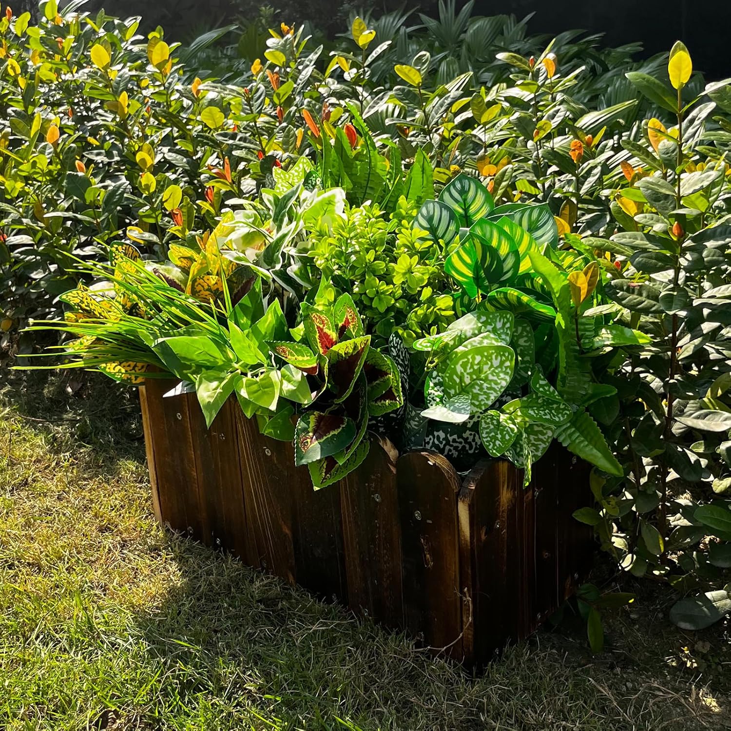 Artificial Plants Outdoor 10 Bundles(Artificial Greenery Fake Plants, Large Bunches Faux Plants with Stems and Plastic Leaves, Outdoor Bushes for Patio Front Porch Yard Garden Decor)