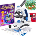 AmScope M162C-2L-WM-SP14-50P100S 40X-1000X Dual Light Glass Lens Metal Frame Student Microscope + Slides