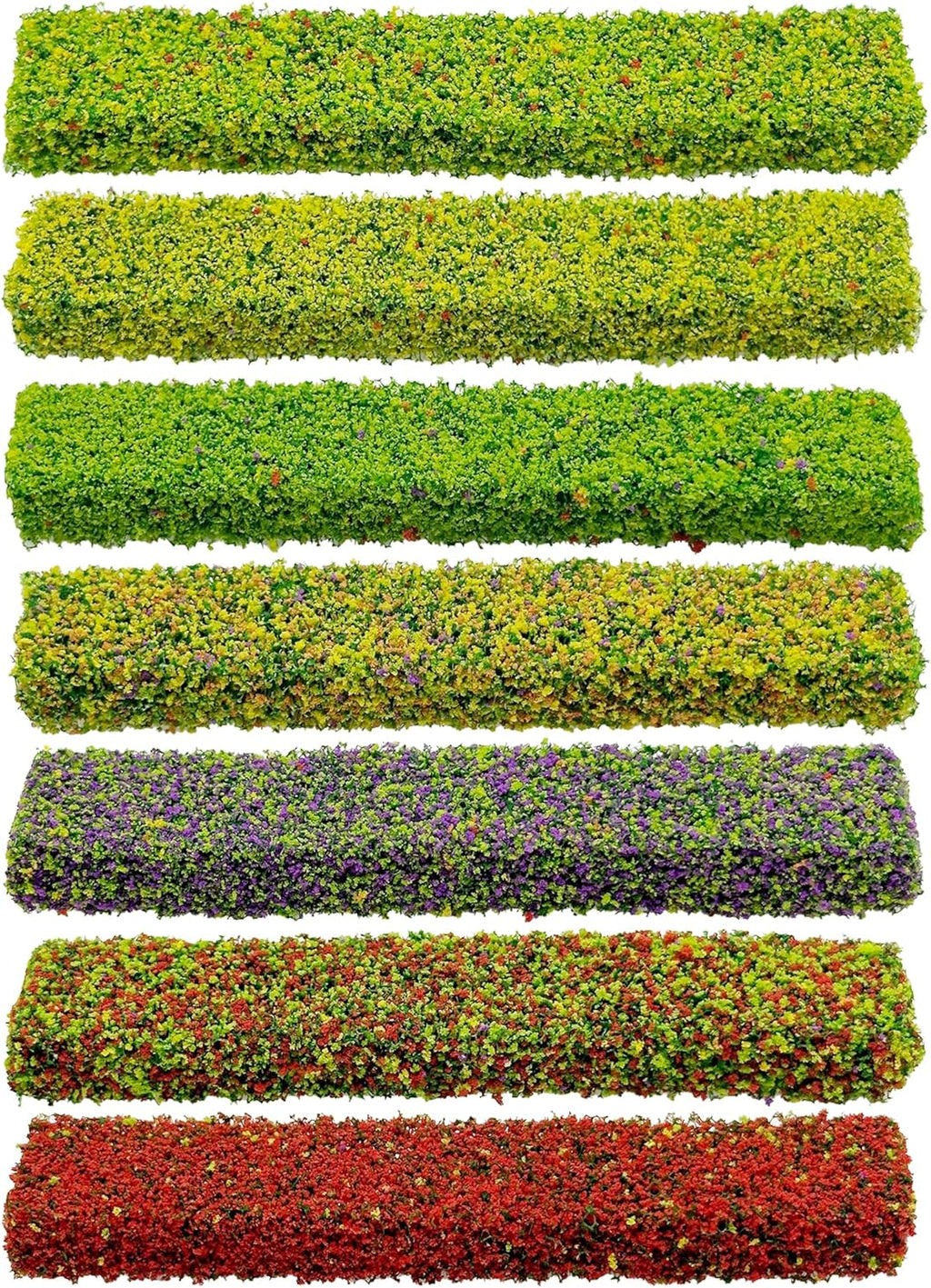 Woohome 7 Color Miniature Shrub Strips Static Grass Tuft Static Shrub Vegetation Groups DIY Miniature Colorful Flower Cluster for DIY Model Train Landscape Railroad Scenery