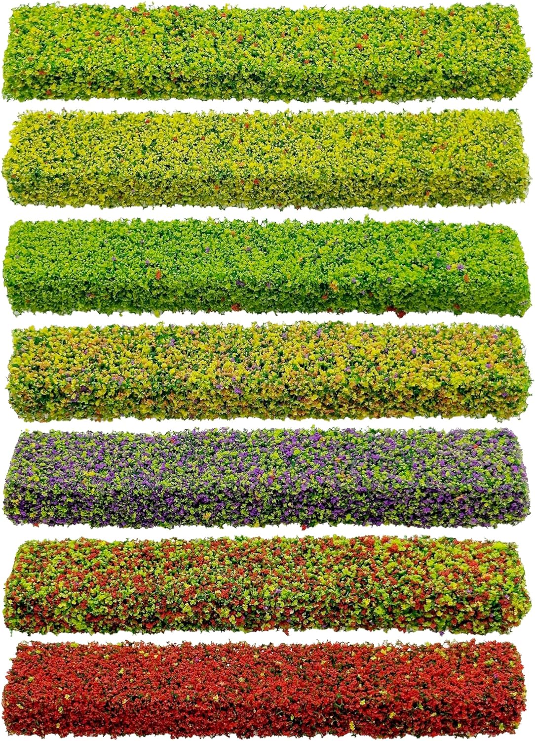 Woohome 7 Color Miniature Shrub Strips Static Grass Tuft Static Shrub Vegetation Groups DIY Miniature Colorful Flower Cluster for DIY Model Train Landscape Railroad Scenery