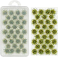Woohome 32 PCS Miniature Grass Cluster, Field Green Static Grass Tuft Model Vegetation Groups Static Grass Tufts for DIY Model Train Landscape Railroad Scenery Grass Tufts Flower