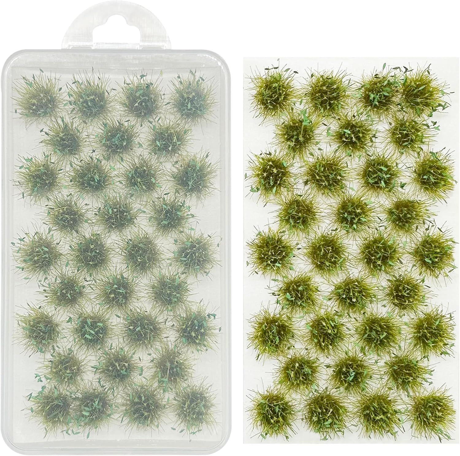 Woohome 32 PCS Miniature Grass Cluster, Field Green Static Grass Tuft Model Vegetation Groups Static Grass Tufts for DIY Model Train Landscape Railroad Scenery Grass Tufts Flower