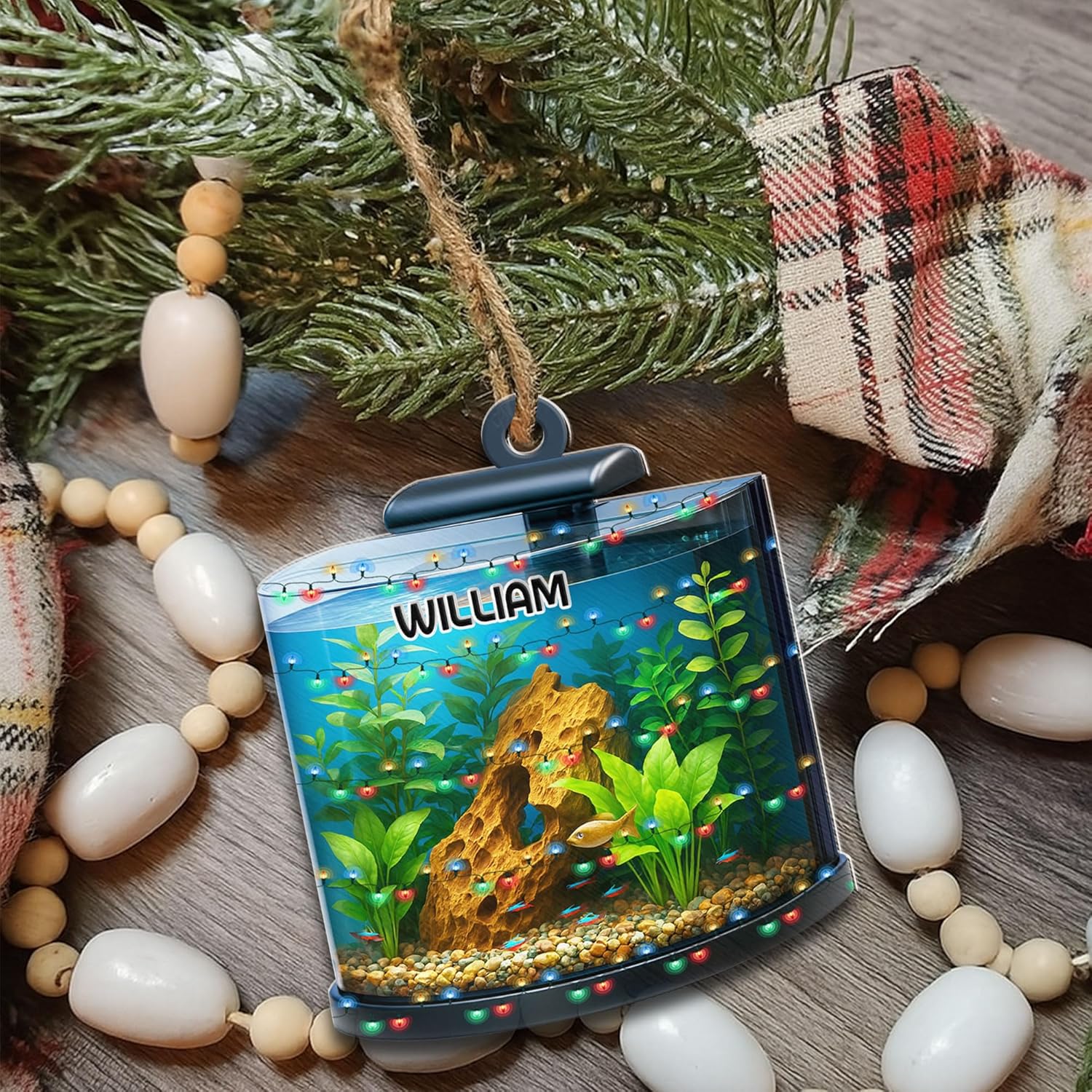 Personalized Aquarium Fish Tank Ornament, Fishes Christmas Ornament, Underwater Aquarium Ornament, Aquarium Decorations for Fish Tank, Gift for Ocean Lovers, Scuba Divers (FT6)