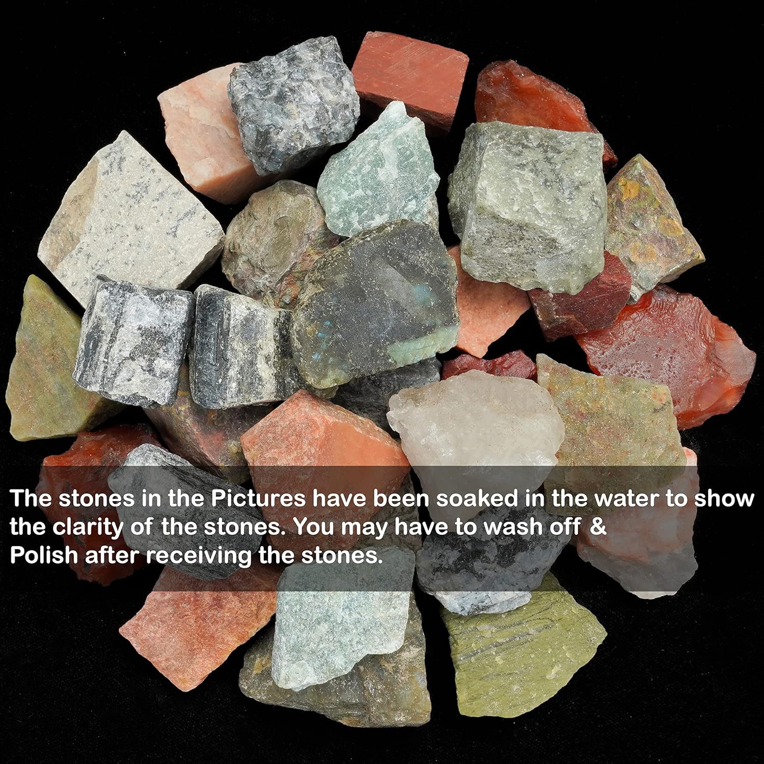 Crocon 2LB Exclusive Assorted Rough Bulk Natural Stone Raw Gemstone Tumbling Cabbing Polishing Mining Chakra Balancing Reiki Healing Good Luck Gift Home Office Decor