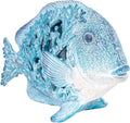 Coral Reef Fish Figurine Coastal Home Decor Ocean Themed Accent for Shelf, Countertop & Centerpiece 12 1/2 in (Blue)