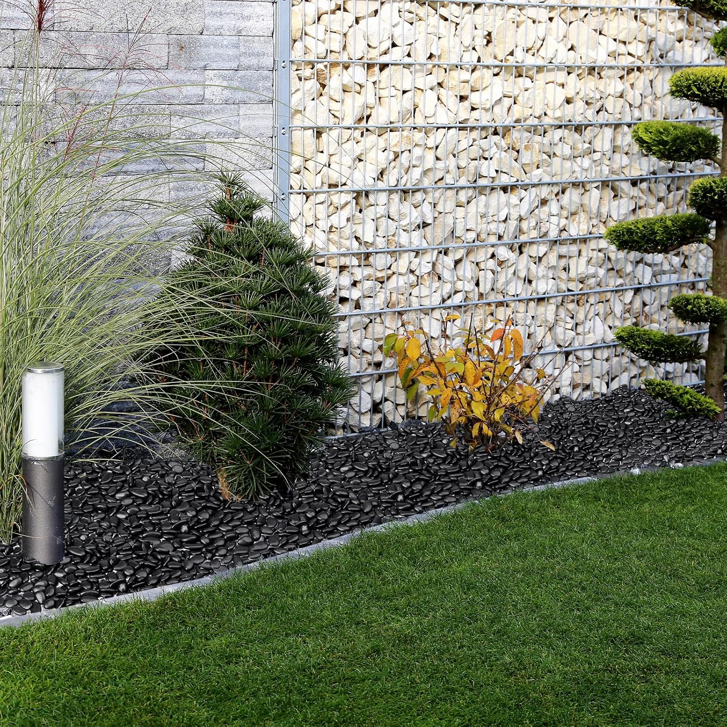 30 lbs Decorative Garden Rocks for Flower Pots, Vase, 1"-2", Polished Black River Stones for Plants, Outdoor Landscaping, Walkways, Yard