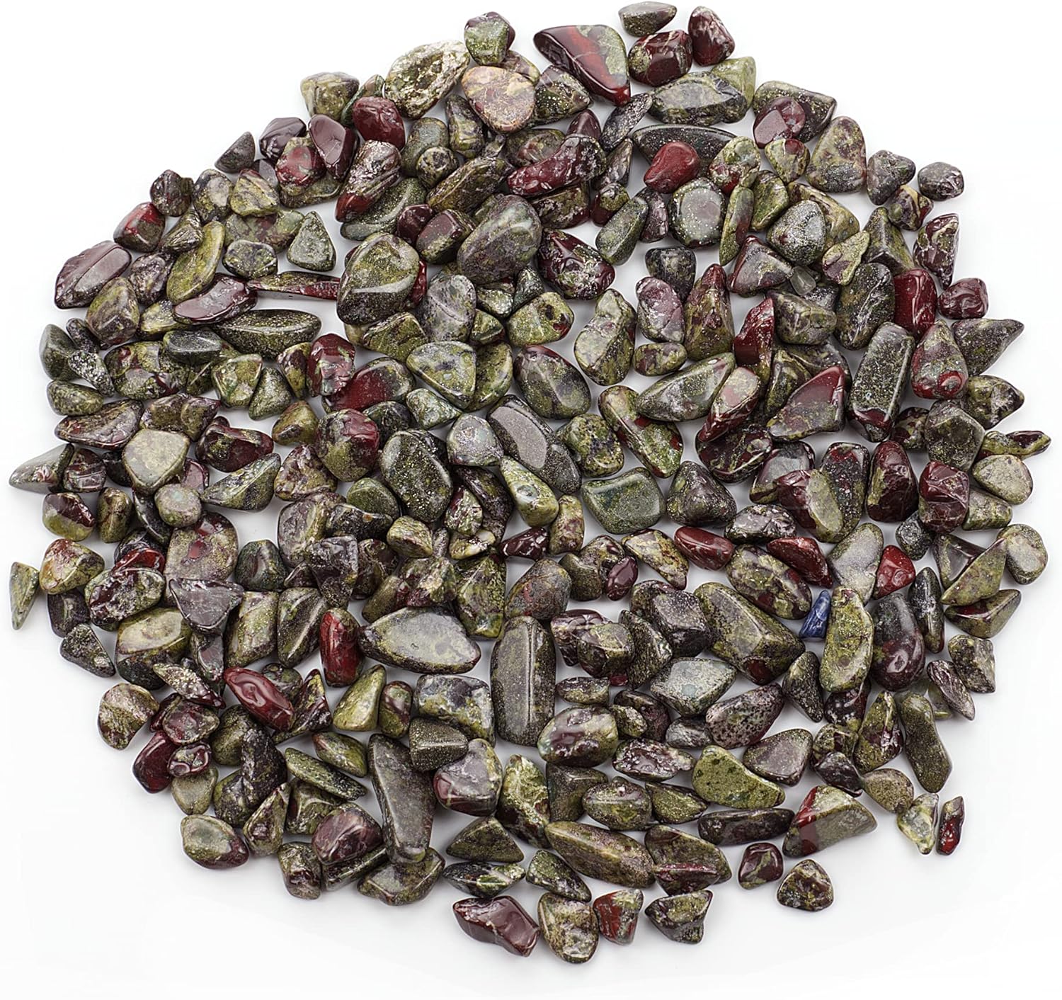 Cherry Tree Collection 1/2 Pound Polished Tumbled Gemstone Chips, Pebbles, Crystal Chips Bulk for Jewelry Making, Healing, Plants, Succulents, Aquariums, Decoration, Chakra (Dragon Blood Jasper-L)
